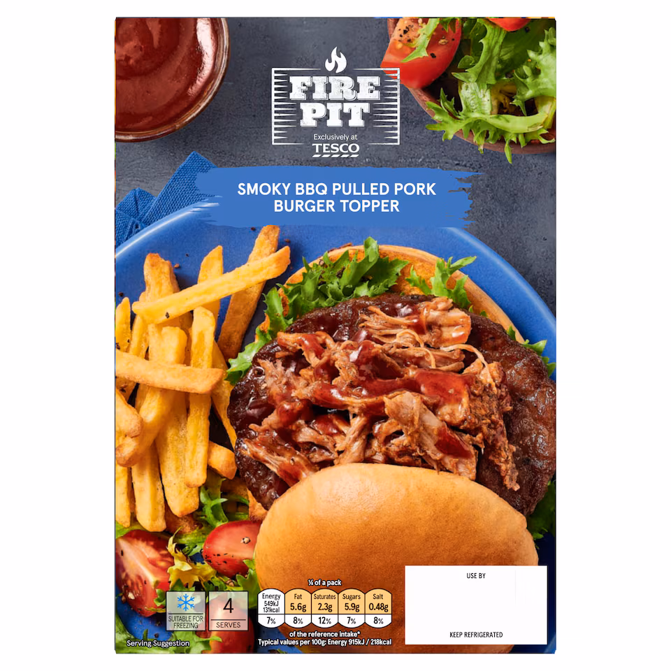 Tesco Firepit Smoky BBQ Pulled Pork Burger Topper 350g
