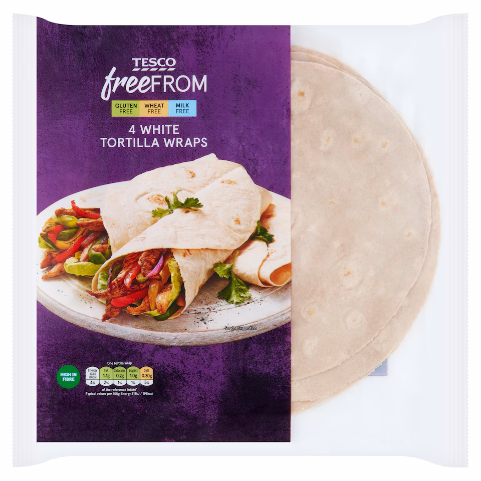 Tesco Free From White Tortilla Wraps 4 pack 160g