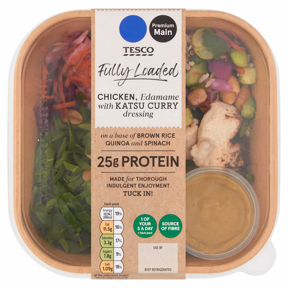 Tesco Fully Loaded Chicken, Edamame with Katsu Curry Dressing 325g