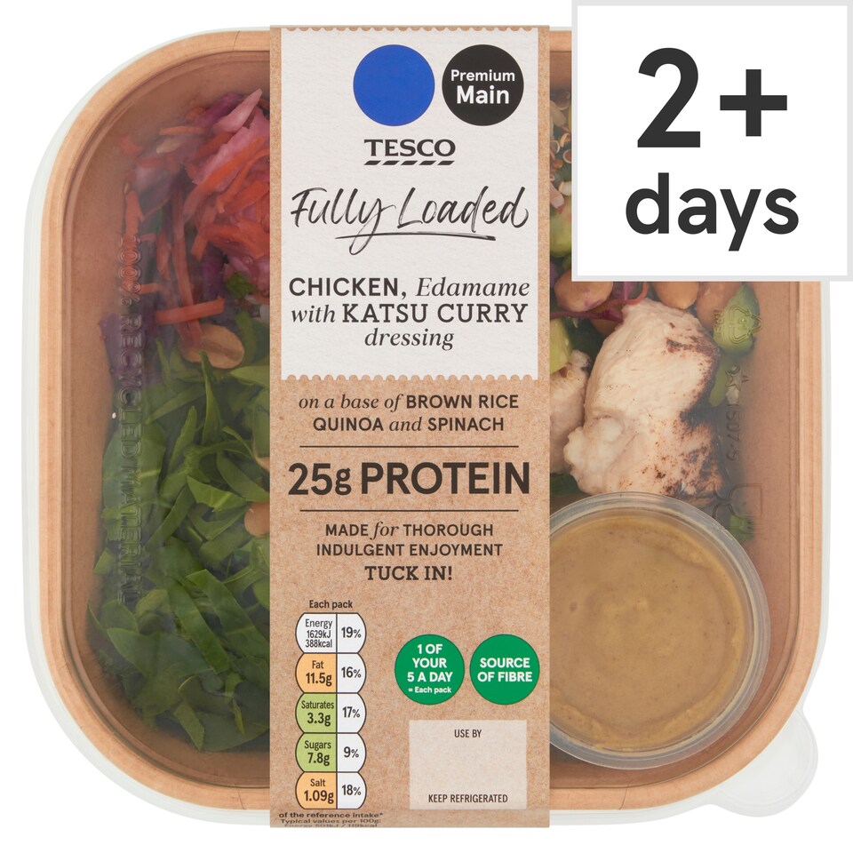 Tesco Fully Loaded Chicken, Edamame with Katsu Curry Dressing 325g