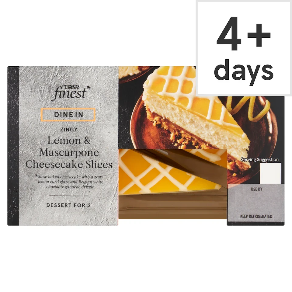 Tesco Finest Dine In Lemon & Mascarpone Cheesecake Slices 180g