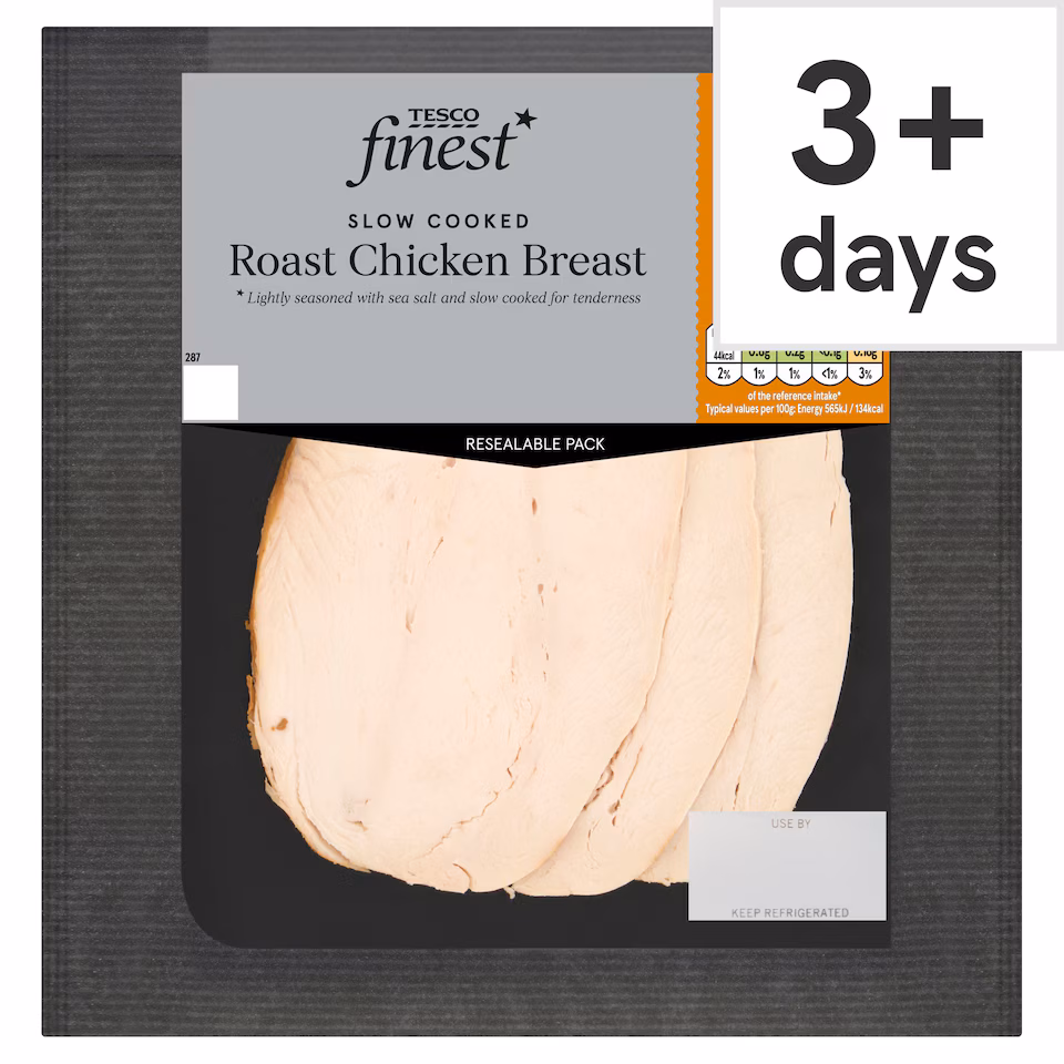 Tesco Finest Slow Cooked Roast Chicken Breast 3 Slices 100g