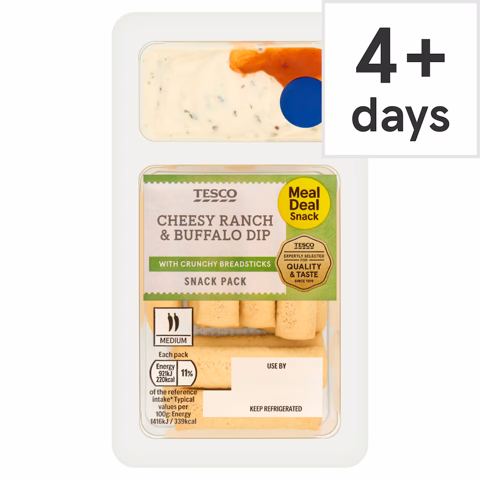 Tesco Breadsticks with Cheesy Ranch & Buffalo Dip 65g