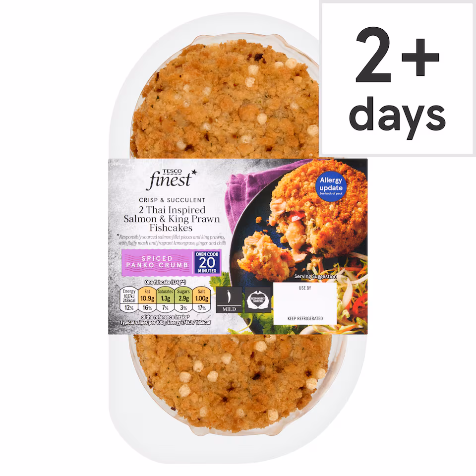 Tesco Finest 2 Thai Inspired Salmon & King Prawn Fishcake 290g