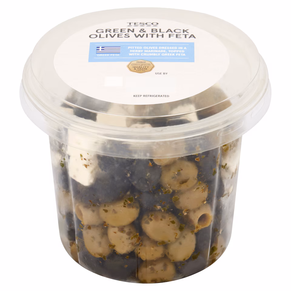 Tesco Green & Black Olives with Feta 350g