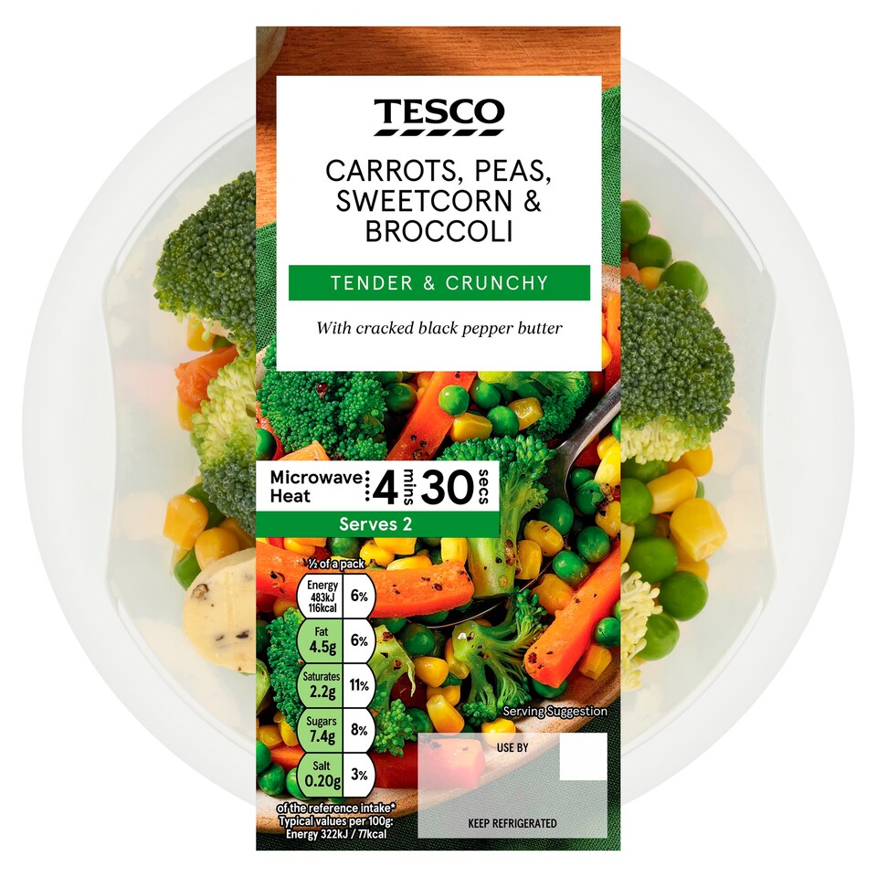 Tesco Peas, Sweetcorn, Broccoli and Carrot 300g