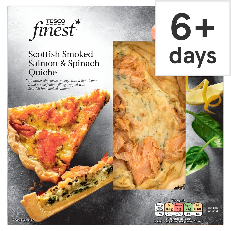 Tesco Finest Scottish Smoked Salmon and Spinach Quiche 400g