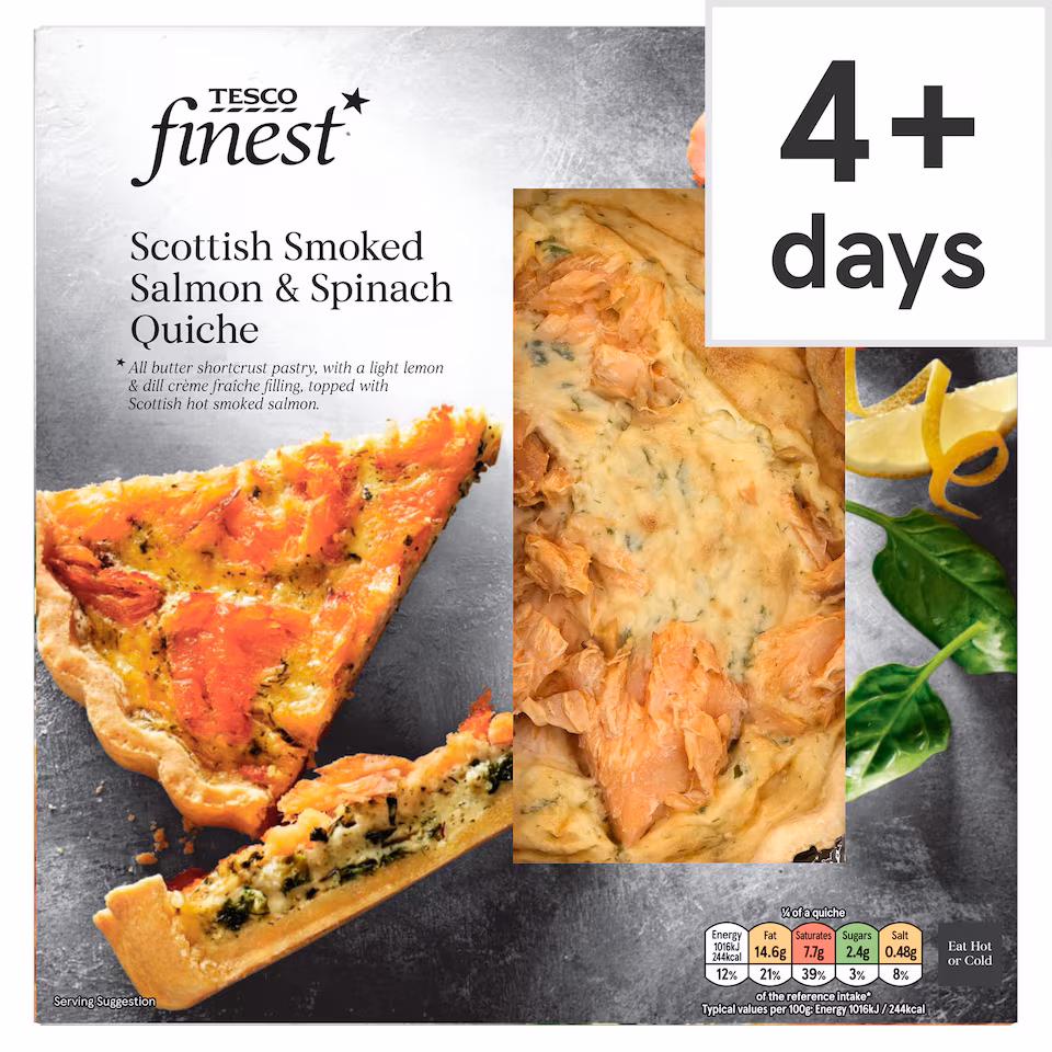 Tesco Finest Scottish Smoked Salmon and Spinach Quiche 400g