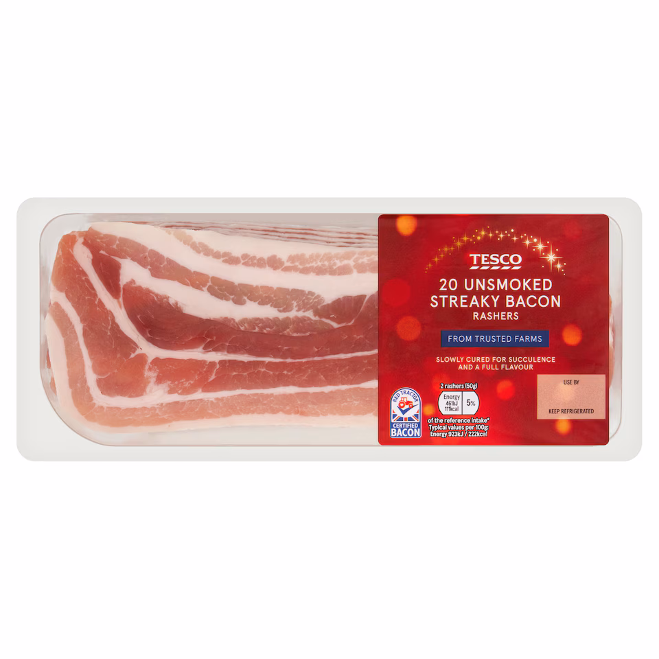 Tesco Unsmoked Streaky Bacon 500g