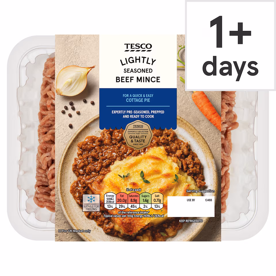 Tesco Lightly Seasoned Beef Mince 500G