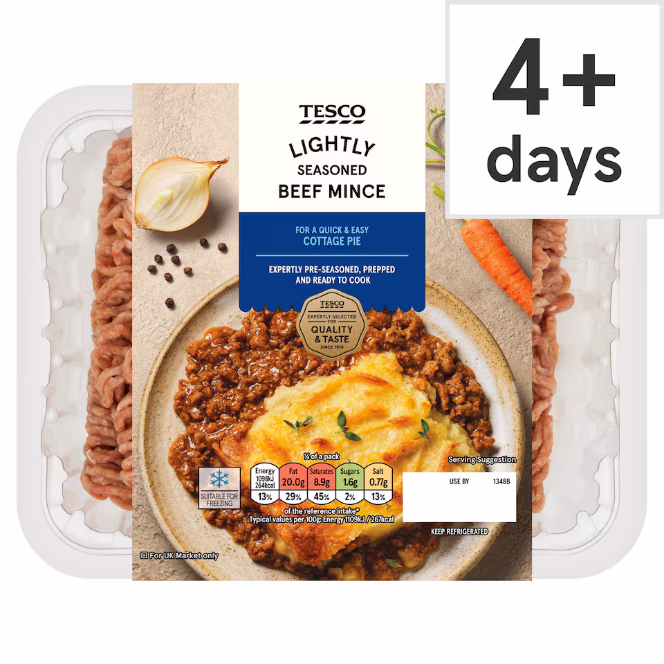 Tesco Lightly Seasoned Beef Mince 500G
