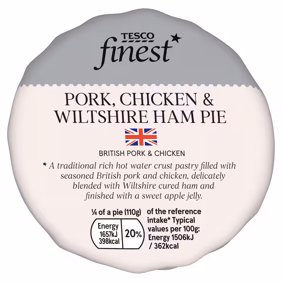 Tesco Finest Pork Chicken & Wiltshire Ham Pie 440g