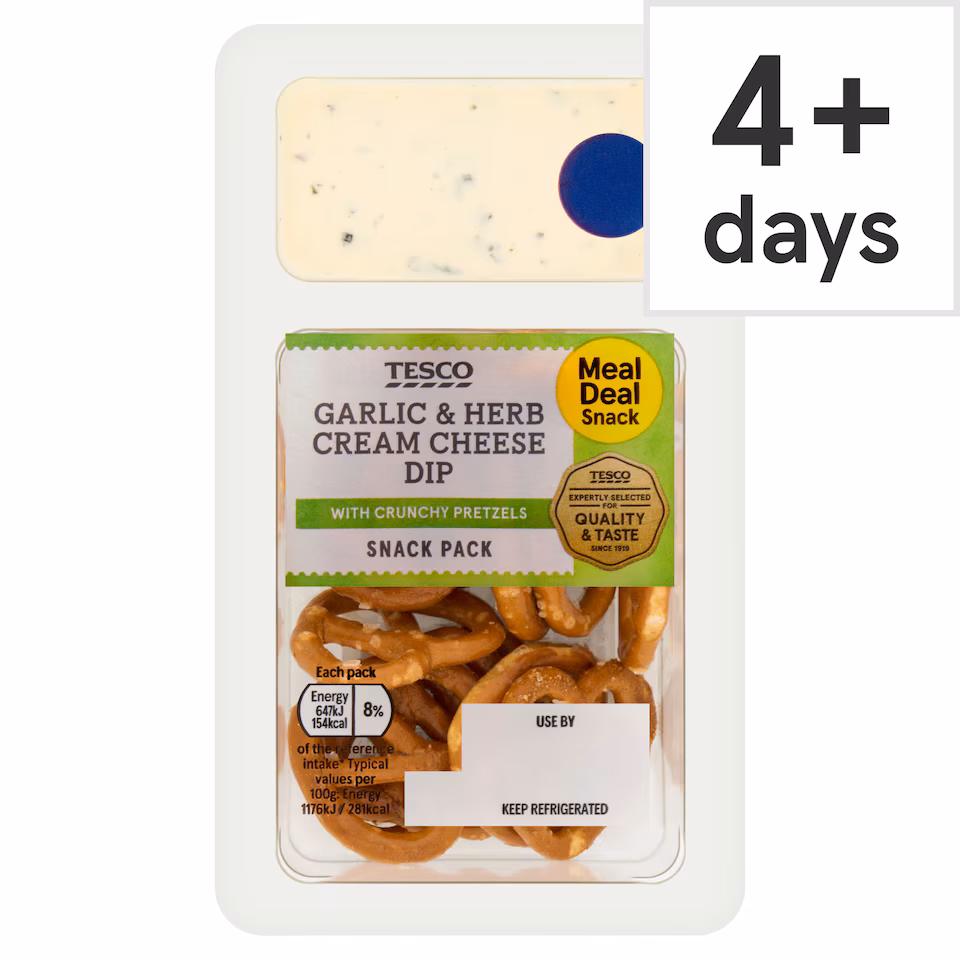 Tesco Mini Pretzels with Garlic & Herb Cream Cheese Dip 55g