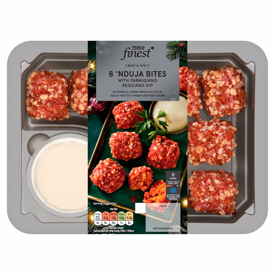 Tesco Finest 8 Nduja Bites with Parmigiano Reggiano Dip 252g