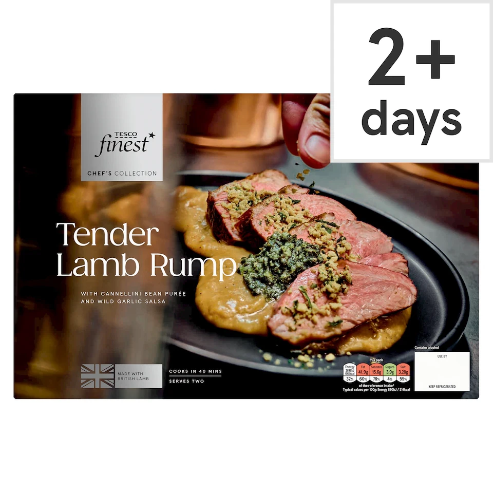 Tesco Finest Chef’s Collection Lamb Rump with Cannellini Bean Puree and Wild Garlic Salsa 640g