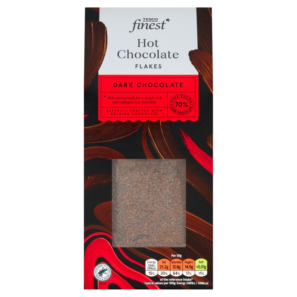 Tesco Finest Belgian 70% Dark Hot Chocolate Flakes 250g