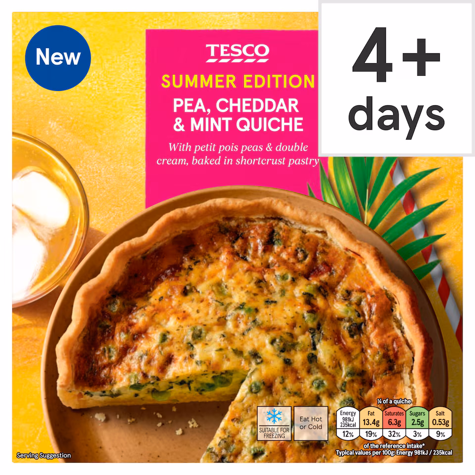 Tesco Pea, Mint & Cheddar Quiche 400g