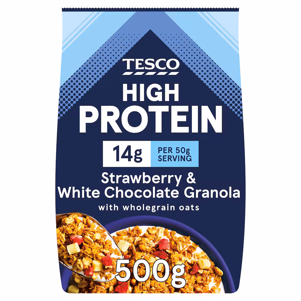 Tesco High Protein Strawberry & White Chocolate Granola 500g