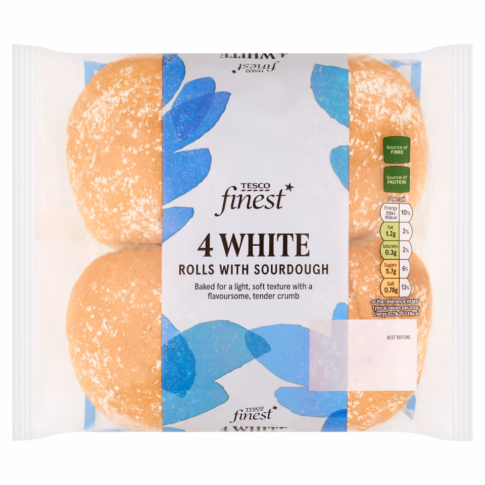 Tesco Finest 4 White Rolls with Sourdough