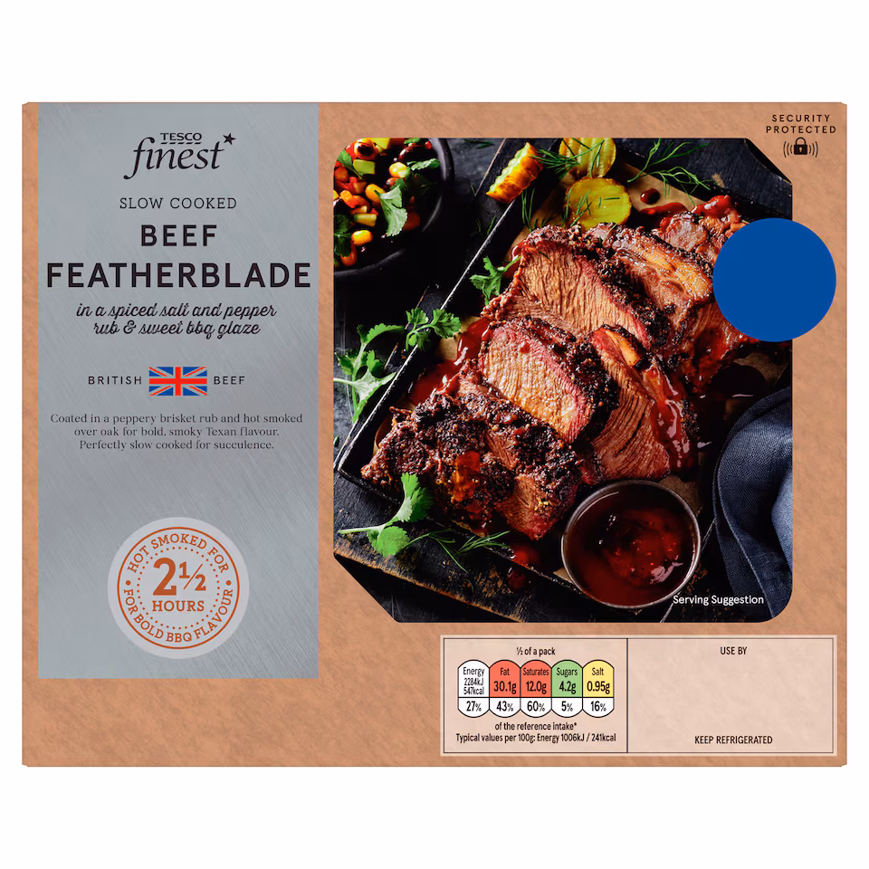 Tesco Finest Slow Cooked Beef Featherblade in a Spiced Salt and Pepper Rub & Sweet BBQ Glaze 545G