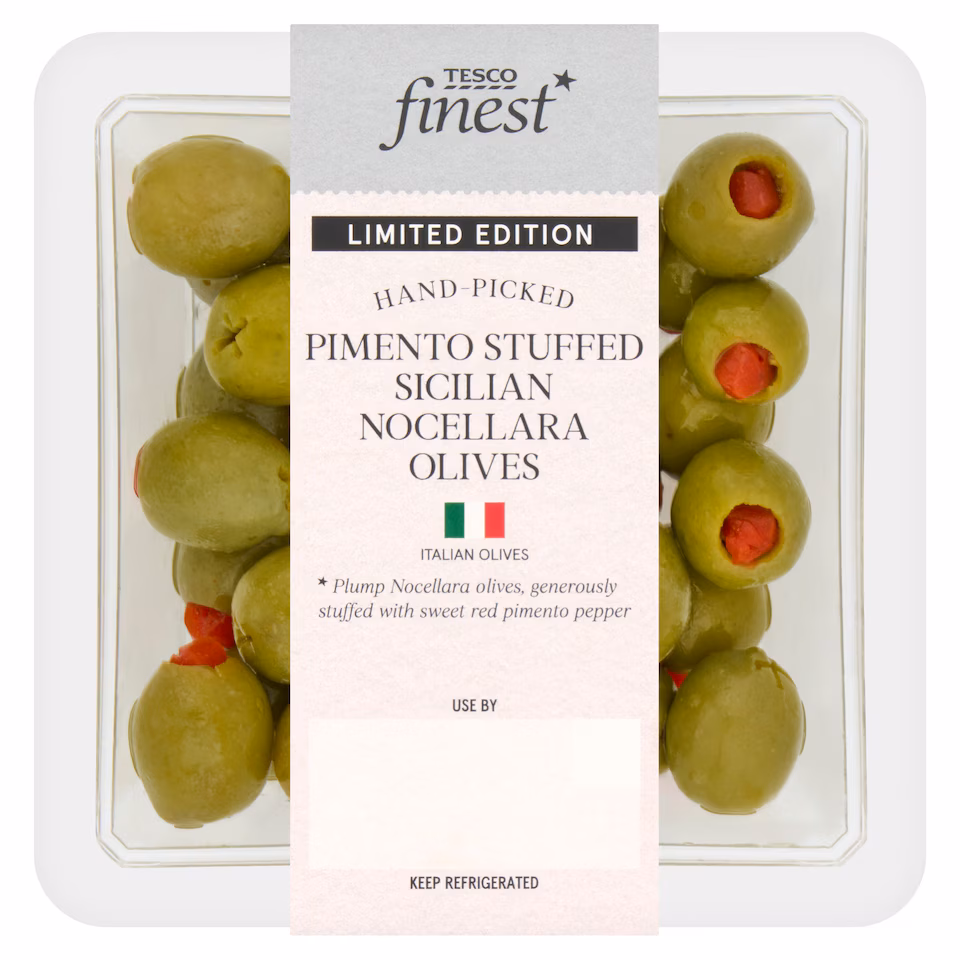 Tesco Finest Pimento Stuffed Sicilian Nocellara Olives  140g