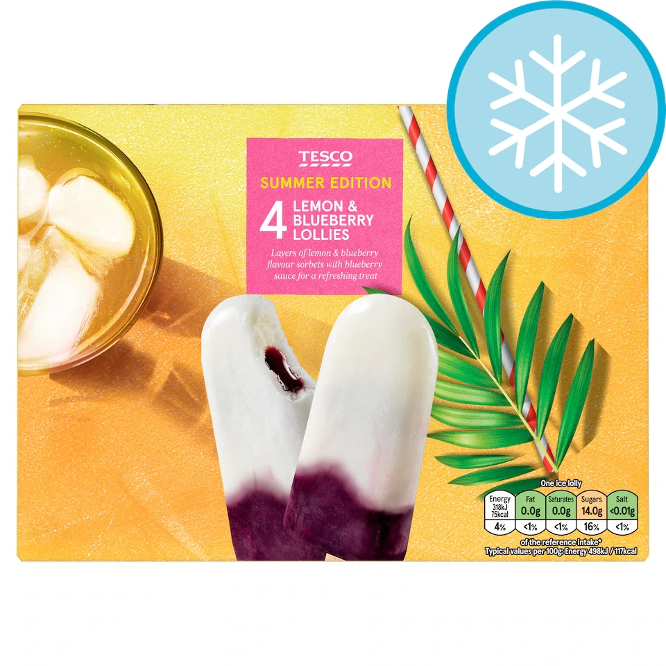 Tesco 4 Lemon & Blueberry Lollies 4x64g
