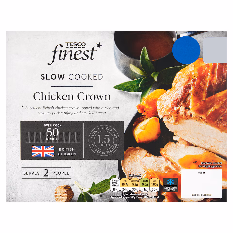 Tesco Finest Slow Cooked Chicken Crown with Stuffing and Bacon 750g