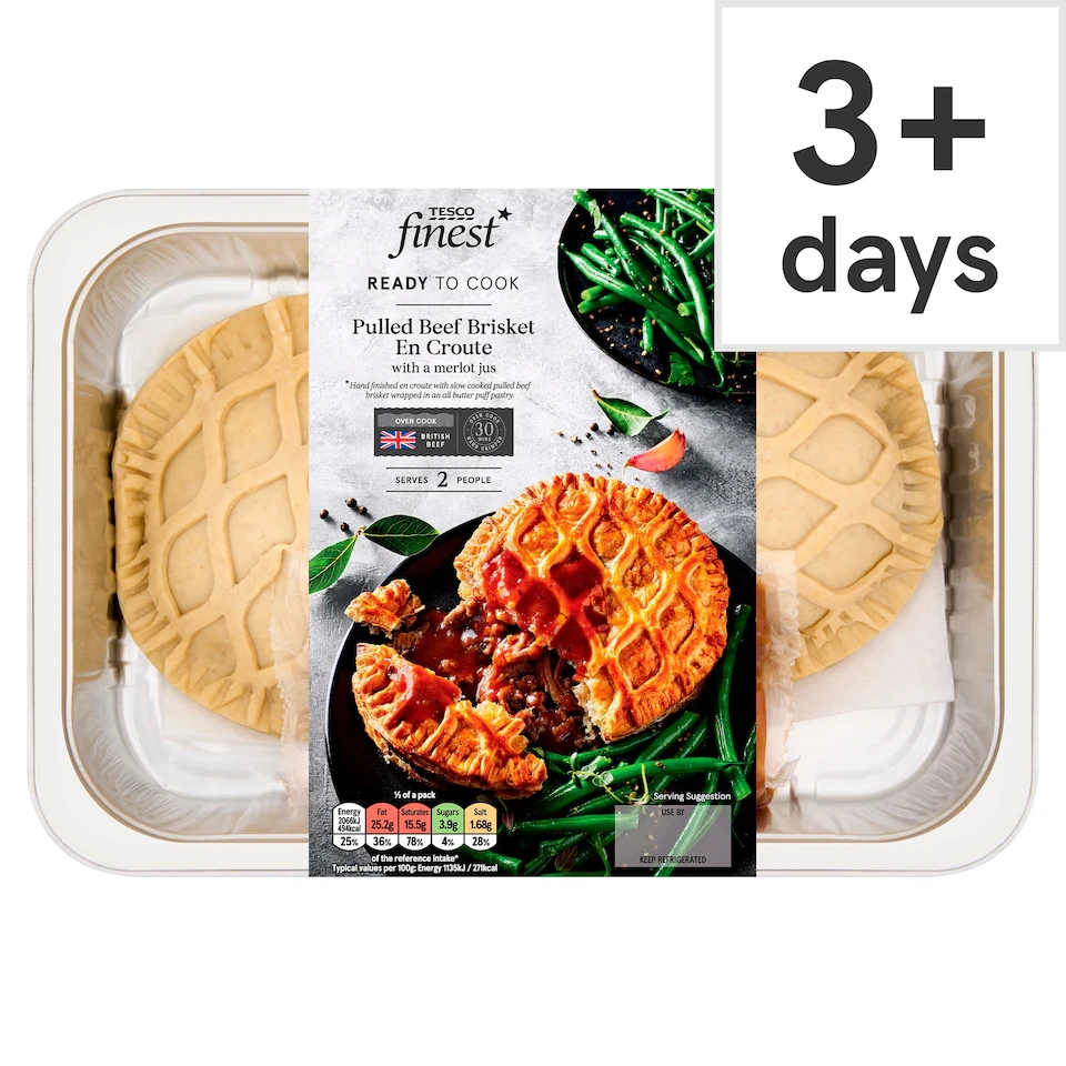 Tesco Finest Beef Brisket & Smoked Bacon En Croute With Merlot Jus 415g