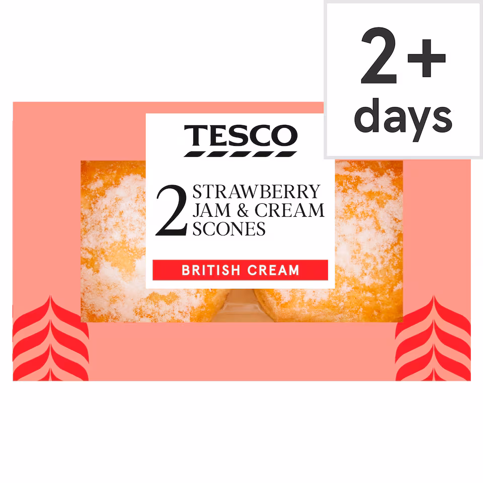 Tesco 2 Strawberry Jam & Cream Scones