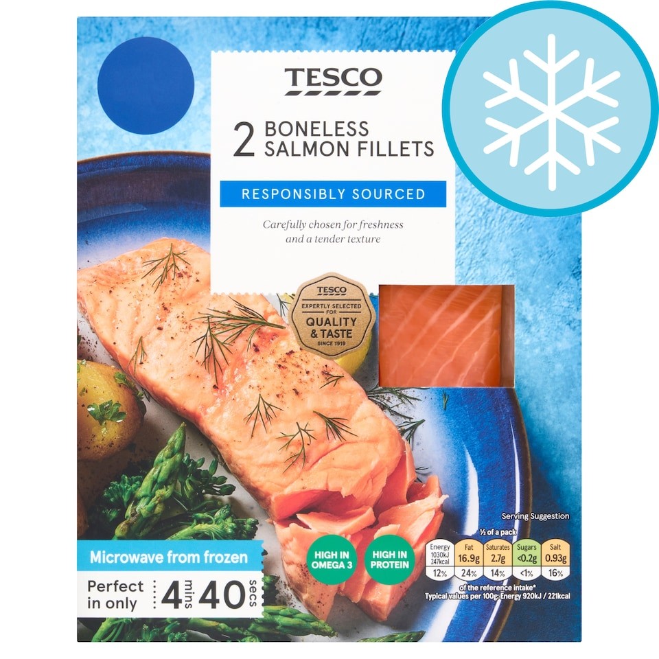 Tesco 2 boneless Salmon Fillets 240g