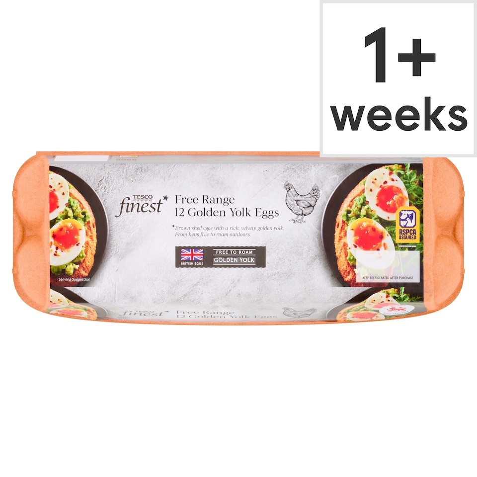 Tesco finest Free Range 12 Golden Yolk Eggs