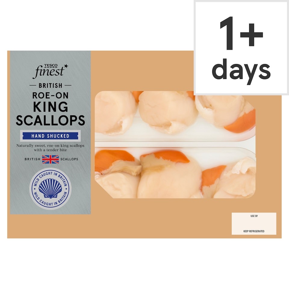 Tesco Finest British King scallops’ roe on 220g
