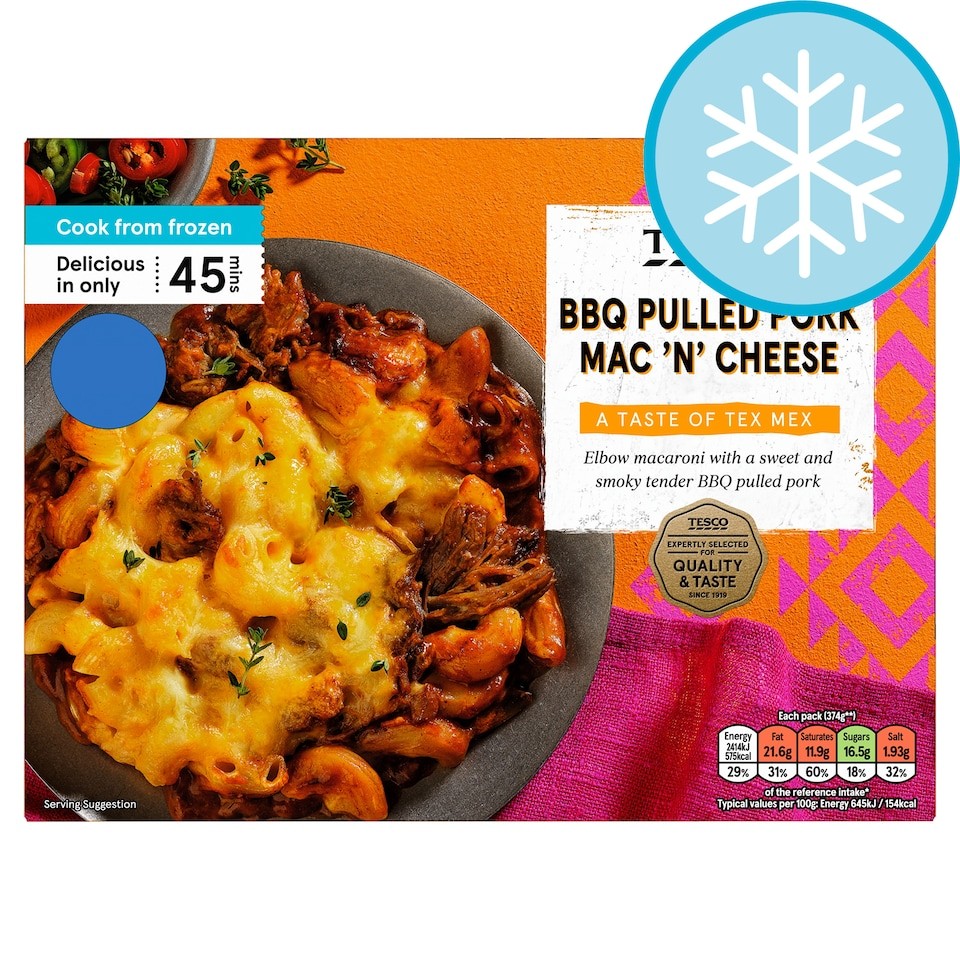 Tesco BBQ Pulled Pork Mac & Cheese 400g