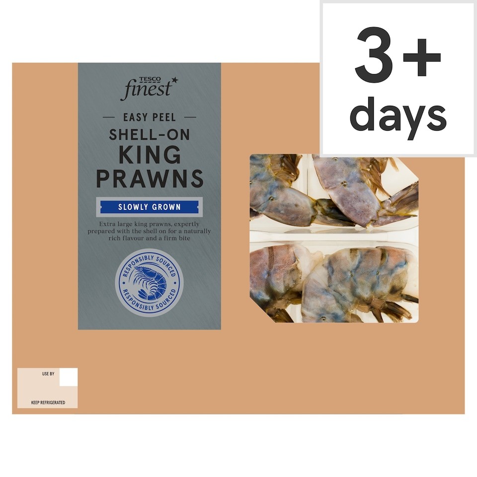 Tesco Finest Easy Peel Shell-On King Prawns 220g