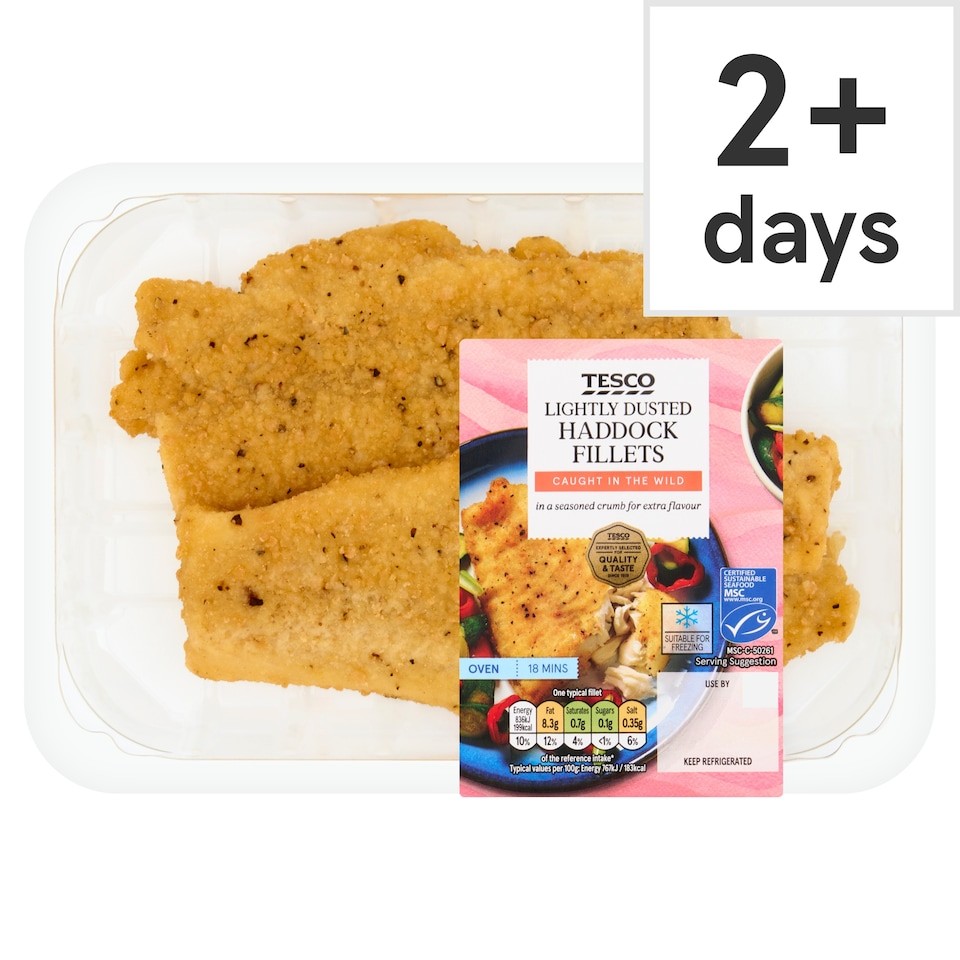 Tesco Lightly Dusted Haddock Fillets 250g