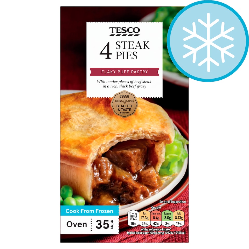 Tesco 4 Steak Pies 568g