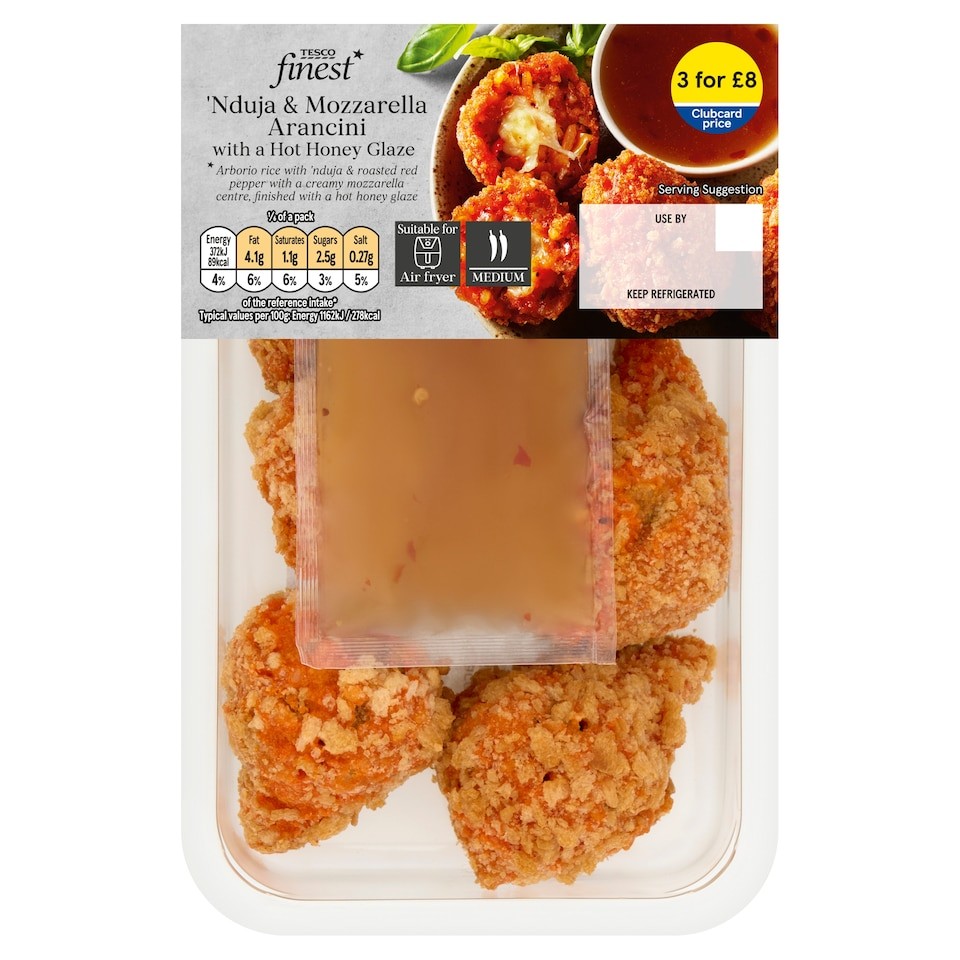 Tesco Finest Nduja & Mozzarella Arancini with Hot Honey 210g