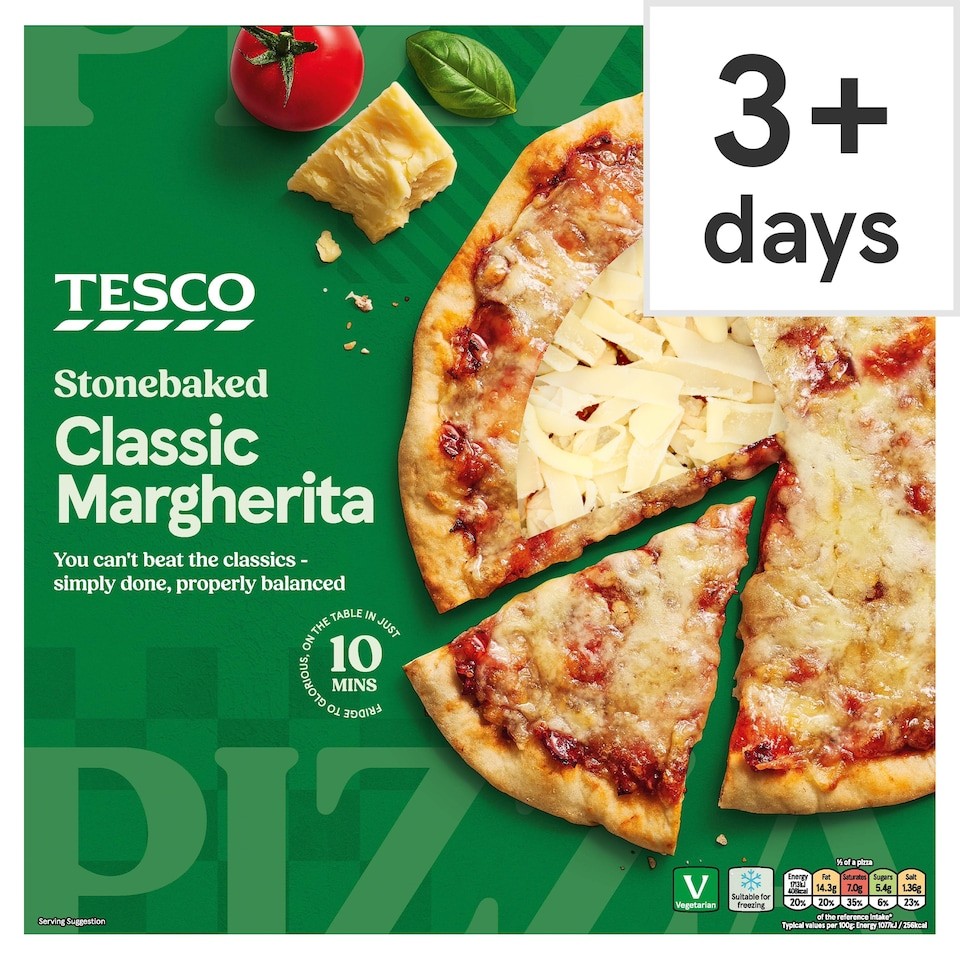Tesco Stonebaked Classic Margherita Pizza 319g