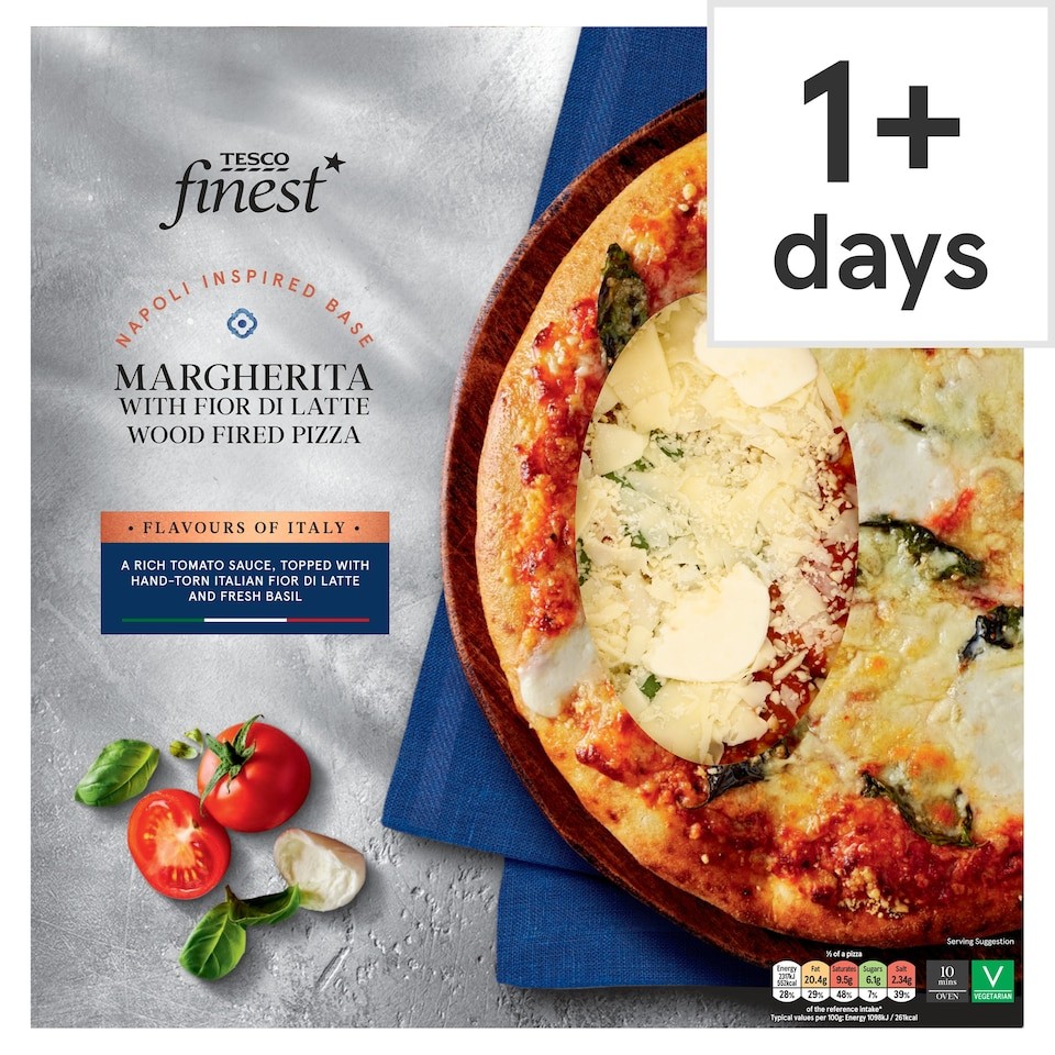 Tesco Finest Margherita Fior Di Latte Wood Fired Pizza 440g