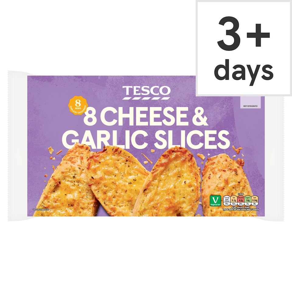 Tesco 8 Cheese & Garlic Slices 260g