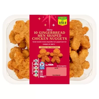 ASDA Merry 10 Gingerbread Men Shaped Chicken Nuggets 300g