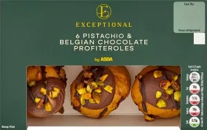 ASDA Exceptional by  6 Pistachio & Belgian Chocolate Profiteroles
