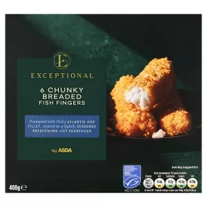 Exceptional by ASDA 6 Chunky Breaded Fish Fingers 400g