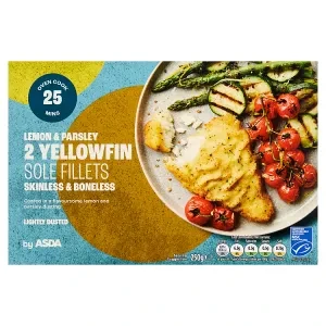 ASDA 2 Lemon & Parsley Yellowfin Sole Fillets Skinless & Boneless 250g