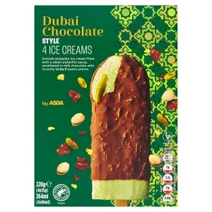 ASDA Dubai Chocolate Style Ice Creams 4 x 55g (220g)