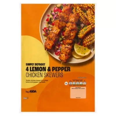 ASDA 4 Lemon & Pepper Chicken Skewers 340g