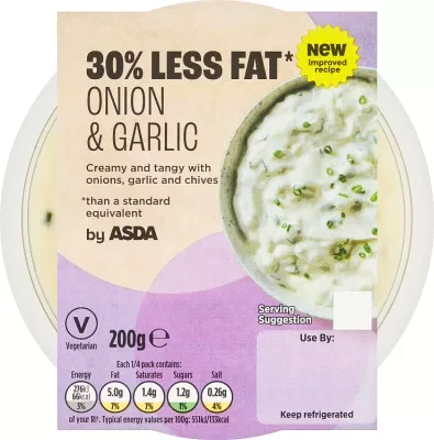 ASDA 30% Less Fat Onion & Garlic 200g