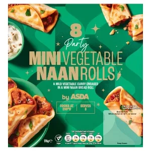 ASDA 8 Party Mini Vegetable Naan Rolls 176g