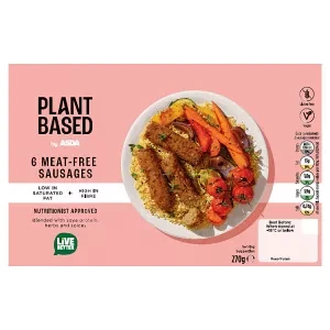 ASDA Plant Based by  6 Meat-Free Sausages 270g
