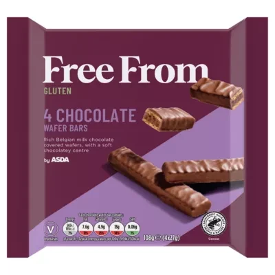 ASDA Free From by  Chocolate Wafer Bars 108g (4 x 27g)